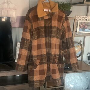 Denim&Co Brown Plaid Coat